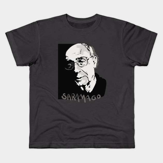 Portrait of Saramago. Kids T-Shirt by Slownessi